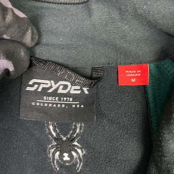 Spyder Encore 1/2 Zip Jacket Sweater Men's Medium Green Black Half 1/4 Zip - Picture 4 of 10
